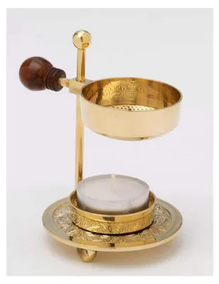 Produktbild von Weihrauchbrenner ca. 11 cm aus glänzendem Messing - für Weihrauch und Kräuter