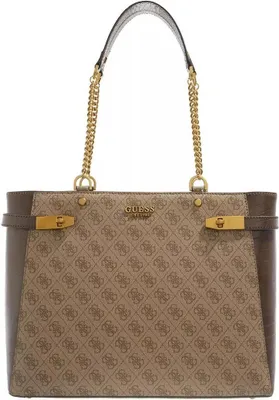 Produktbild von Guess Zadie Frauen 4G Logo Druck Kunstleder Shopper Tote Tasche Lattee – Einheitsgröße / Latte