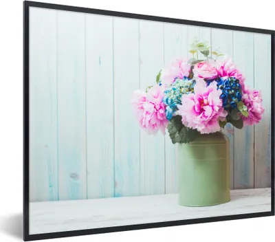 Produktbild von MuchoWow® Gerahmtes Poster Blumen - Farben - Stillleben 80x60 cm - Poster mit Schwarzem Bilderrahmen Wandposter Rahmen Foto Bilder - Schwarzem - Mit Gestell