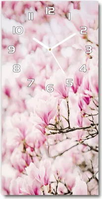 Produktbild von Wanduhr aus Glas – 30x60 cm - Glasbild - Glasuhr - Gehärtetes Glas -Magnolie Blumen