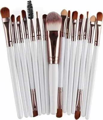 Immagine prodotto di Pennelli per trucco LO-4519 - Set Bianco di 15 pezzi KP4519