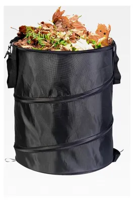 Produktbild von Gartenabfallsack 37L, 34 x 40 cm Faltbarer Oxford Stoff Gartensack für Gartenarbeit, Tragbarer Selbststehender Abfallbeutel für Grünabfälle, Rasensack, Laubsack (Schwarz)