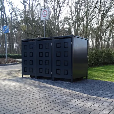 Produktbild von 3 Mülltonnenboxen Modell No.5 Anthrazit komplett RAL7016 für 240Liter Mülltonnen