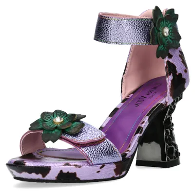 Produktbild von Laura Vita Damen Sandalette Kuhfelloptik Glitzersteine HICAO 4225, Größe:40 EU, Farbe:Violett