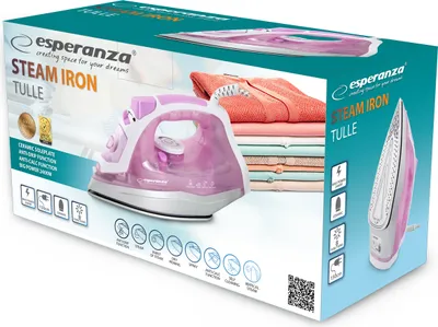 Productafbeelding van Esperanza EHI004 Stoomstrijkijzer en droogstrijkijzer, keramische strijkzool, 2400 W, paars/wit