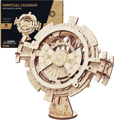 Obrázek produktu pro 3D dřevěná puzzle sada věčného kalendáře, mechanická, stavebnice pro vlastní montáž, 1 kus, pro dospělé