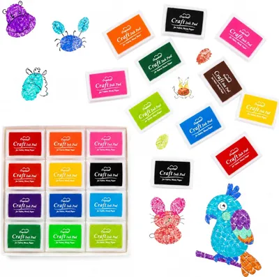 Obrázok produktu pre Atramentová vankúšik pre deti 15 farieb, umývateľný, 7.5 x 5.5 cm, pre tvorbu