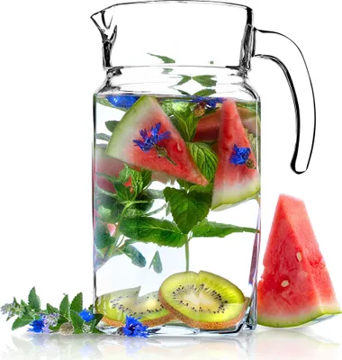 Immagine prodotto di Caraffa KADAX, caraffa in vetro, brocca per acqua con beccuccio e manico pratico, trasparente, 1,7 litri, 1 pezzo