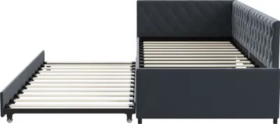 Produktbild von CDGlobal Schlafsofa 90x200cm/180x200cm Tagesbett Daybett, Kinderbett mit Lattenrost und Armlehnen, Gästebett Jugendbett, Samt, Grau