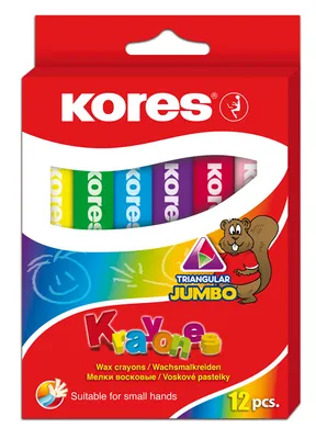Obrázok produktu pre Trojhranné voskové pastelky Kores - 12 farieb / Jumbo