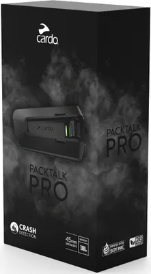 The image shows the packaging for a Cardo Packtalk PRO communication system.