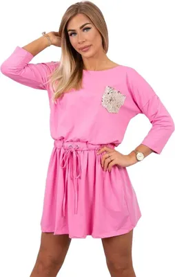 Produktbild von Hellrosa Kleid mit Paillettentasche