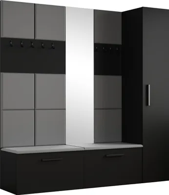 Produktbild von Masseno Garderobe-Set MODULO 201,2/204/40 cm Modern Garderobenschrank Schwarz