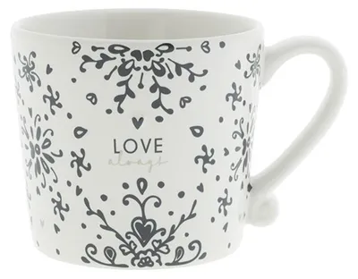 Produktbild von Tasse LOVE ALWAYS weiß mit schwarzen Ranken für 220ml Bastion Collections