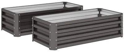 Produktbild von 2er-Set Hochbeet Metall Pflanzkasten Modern aus verzinktem Stahl Frostsicher & Wetterfest Dunkelgrau 110x50x30 cm Pflanztrog für Garten & Balkon
