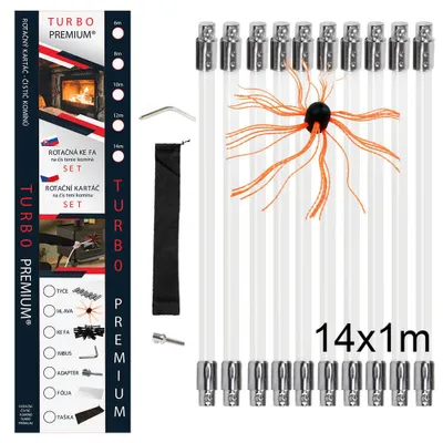 Obrázok produktu pre Rotačná kefa na čistenie komína TURBO Premium® - 14m