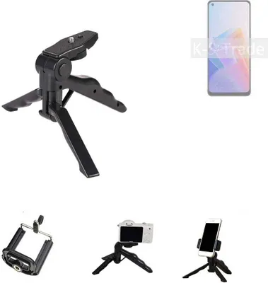 Produktbild von K-S-Trade Stativ Tisch-Ständer Dreibein Handy-Stativ Ständer kompatibel mit Oppo Reno7 Lite 5G Mini-Stativ Smartphone Tripod Handy-Stativ aus