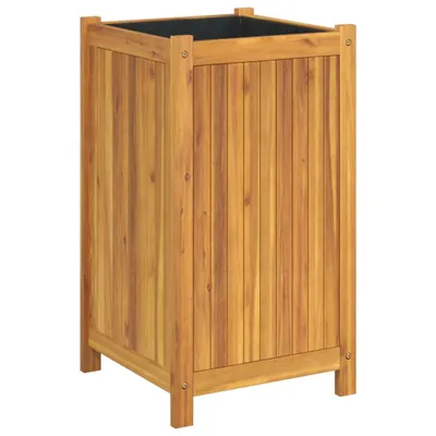 Image de Bac à plantes avec insert 42x42x75 cm bois massif acacia
