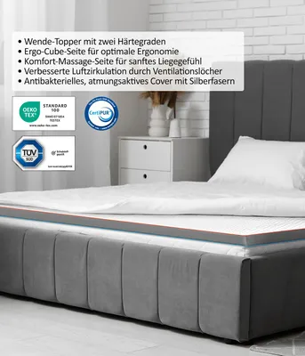 Produktbild von Genius eazzzy Topper Premium Cube Advance 9 cm Höhe, Matratzentopper, 2 in 1 Wende Topper mit Coolingeffekt, 160*200 cm