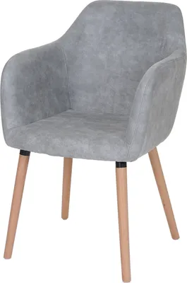 Image de Chaise de salle à manger Malmö T381, chaise de cuisine, design rétro des années 50 ~ textile, gris béton vintage, pieds clairs