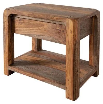 Immagine prodotto di MASSIVMOEBEL24 | comodino in legno di Sheesham / palissandro 60x40x50 grigio scuro oliato BUENO