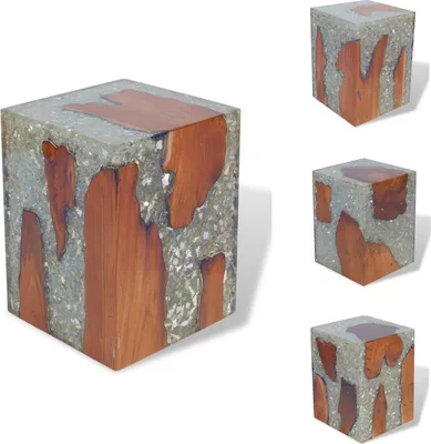 Image de vidaXL Tabouret en teck massif et résine - Chaises pliantes & tabourets