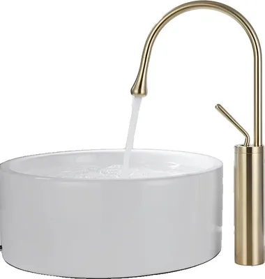 Immagine prodotto di Rubinetto per lavabo, struttura in ottone, design monocomando, finitura oro lucido