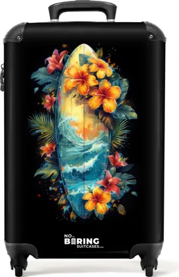 Obrázek produktu pro NoBoringSuitcases.com Příruční kufr z tvrdé skořepiny 55x35x20 cm, 36L, Summer graffiti: surfovací prkno, cestovní kufr na 4 kolečkách