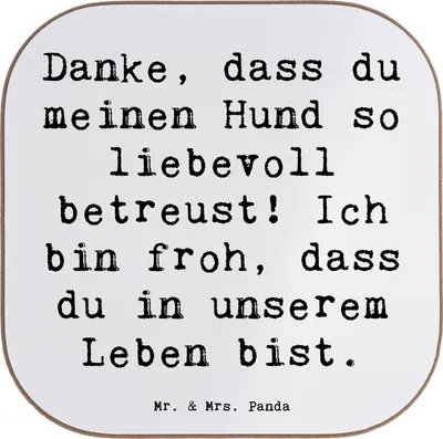 Produktbild von Mr. & Mrs. Panda Holzuntersetzer Spruch Danke Hundesitter - Weiß - Geschenk, Untersetzer Gläser, Coaster, Bedanken, Dankeschön, Ausdrücken, Aufmerksamkeit, Wertschätzung