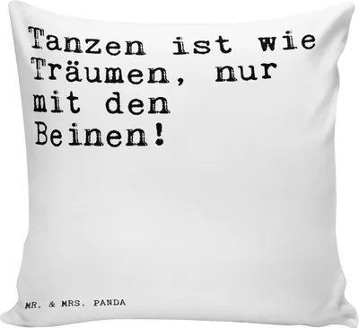 Produktbild von Mr. & Mrs. Panda Sofa Kissen Tanzen ist wie Träumen,... - Weiß - Geschenk, Tänzer, 40x40, träumen, Traum, Sofakissen, Zitate, kuschelkissen, feiern, Dekokissen