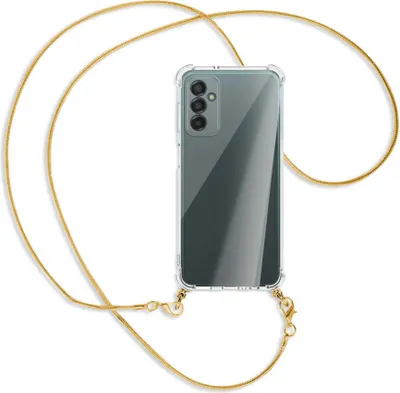 Produktbild von Handykette Backcover-Schutzhülle mit Band (Metall goldfarben) für Samsung Galaxy M23 - goldfarbene Kette Snake