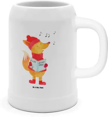 Produktbild von Mr. & Mrs. Panda Krug Fuchs Sänger - Weiß - Geschenk, Weihnachten, Bierhumpen, Winter, Steinkrug, Wintermotiv, Weihnachtslieder, Heiligabend, Humpen, Seidel, Keramikkrug