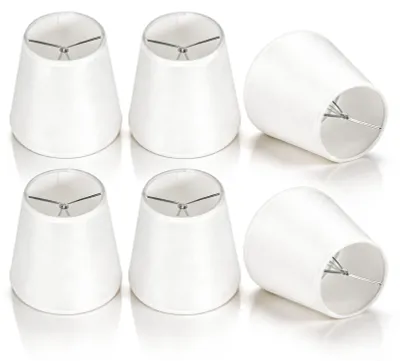 6er-Set Stoff-Lampenschirme, klemmen, rund, weiß, 14x13 cm