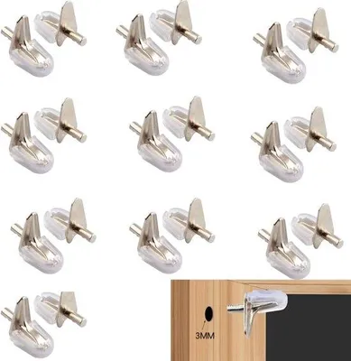 Produktbild von Famanu Plankhalter Set 20 Stück - 3 mm Glasplattenträger für Schränke und Regale