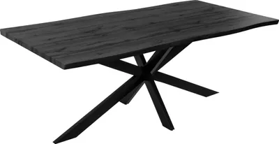 Produktbild von Esstisch Baumkante Holz-Optik Grau 200 x 100 Spider-Gestell schwarz JOSY