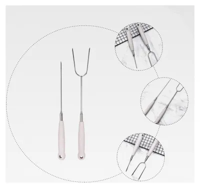 Produktbild von 2 Stück Teleskop Grillgabeln aus Edelstahl für Grillen, Camping und Picknick