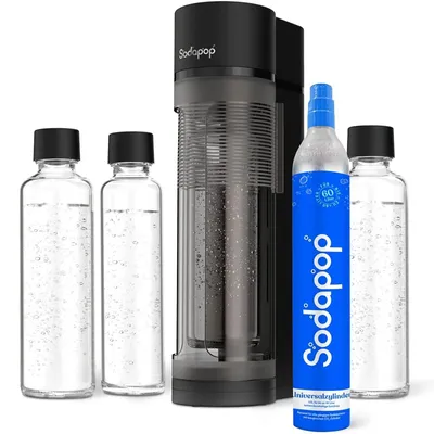 Produktbild von Sodapop Wassersprudler Logan, Set mit 3 Glasflaschen (2 × 850 ml und 1 × 600 ml)