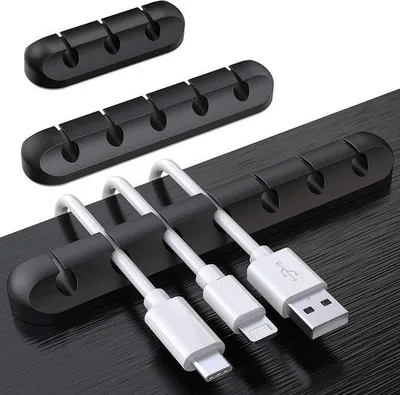 Imagen del producto de Soportes para cables de carga USB, organizadores de cables para cables de alimentación, autoadhesivos, para PC, oficina y hogar