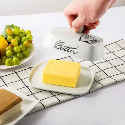Produktbild von Keramische Butterdose 250g weiß schwarz