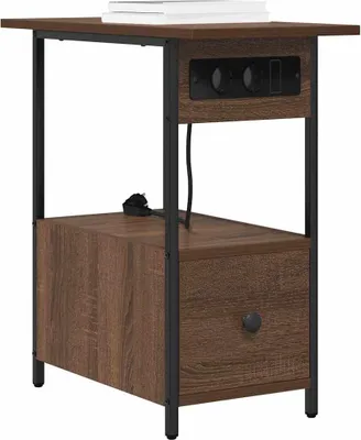 Immagine prodotto di vidaXL Comodino marrone effetto rovere 60 x 30 x 61 cm in materiale derivato dal legno