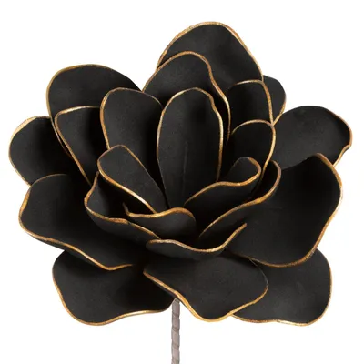 Image de Rose artificielle décorative, 60 cm, noire et dorée, lot de 6 pièces