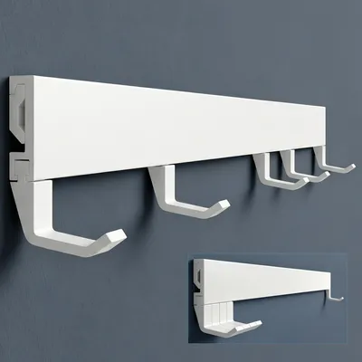 Produktbild von doporro Wandgarderobe aus Aluminium mit verschiebbaren Garderobenhaken, Garderobenleiste mit Kleiderhaken für Flur, Bad, 40 cm, Matt weiß, Stalo10