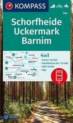 Immagine prodotto di Mappa escursionistica KOMPASS, serie 744, Schorfheide, Uckermark, Barnim, scala 1:50.000