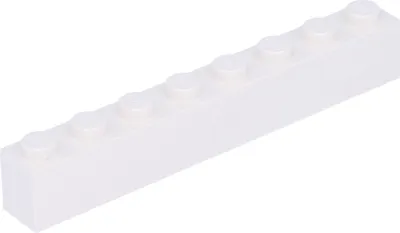 A single white LEGO brick is shown against a white background.