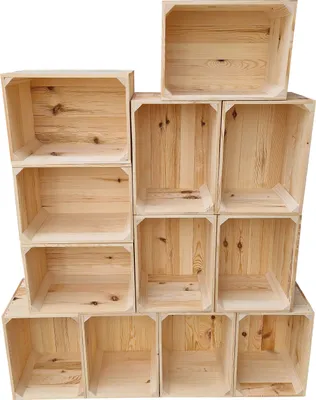 A stack of empty wooden crates.
