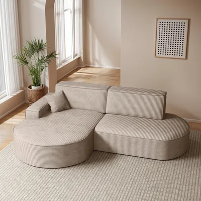 Produktbild von Kaiser Möbel Ecksofa Modena Pro mit Schlaffunktion und Bettkasten stoff Poso - DUNKELBEIGE LINKS