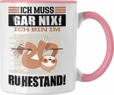 Produktbild von Trendation - Renter Tasse Geschenk Ich Muss Gar Nix Ich Bin Im Ruhestand Renterin Rentner Geschenkidee Abschied Ruhestand (Rosa)