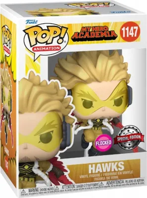 A Funko Pop! vinyl figure of Hawks from My Hero Academia in its original packaging.