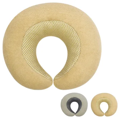 Productafbeelding van Reiskussen voor baby's, U-vormig, khaki kleur, geschikt voor kinderwagens en autostoeltjes