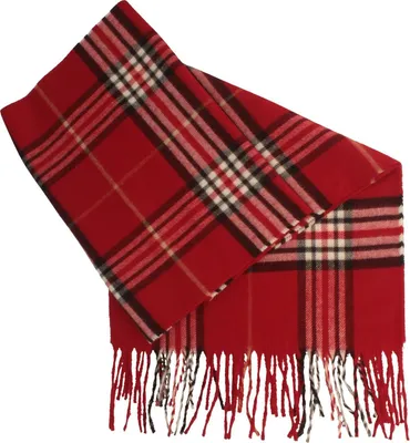 Feiner Cashmink Tartan-Karo Schal mit Fransen von Hut-Breiter in rot